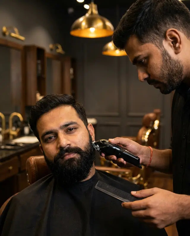 Professional beard grooming at KIYU Unisex Salon