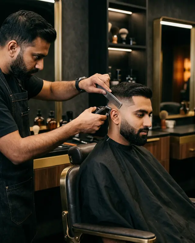 Men's haircut at KIYU Unisex Salon in New Manglapuri